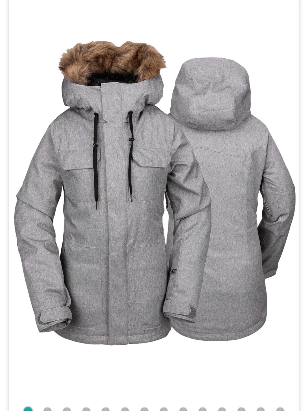 VOLCOM SHADOW INSULATED jacket womens snowboarding gray grey size Small